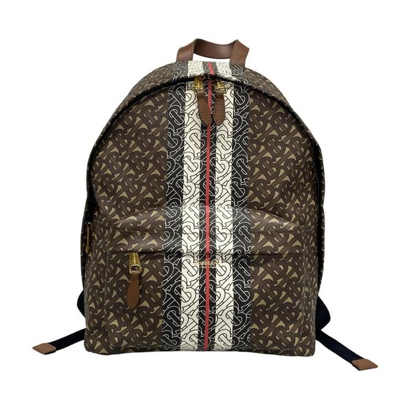 Auth BURBERRY LONDON ENGLAND TB monogram 8021277 Dark Brown White Multi PVC - Picture 1 of 16